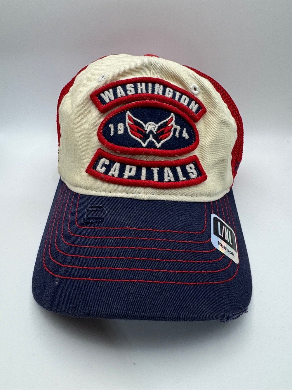 Washington Capitals Mesh Back Adjustable Snap Back Logo Hat Reebok Size L/XL